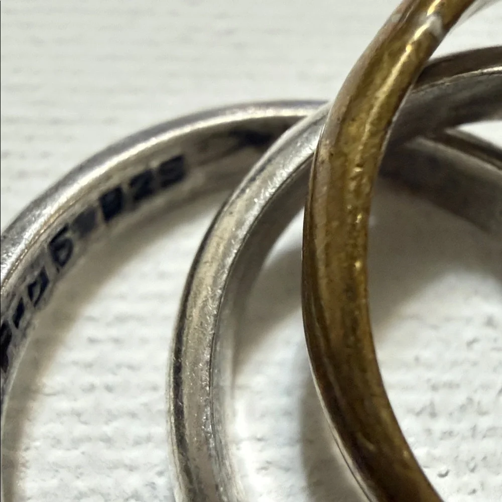 Sterling Silver 925 Gold Tone Interlocking Rings